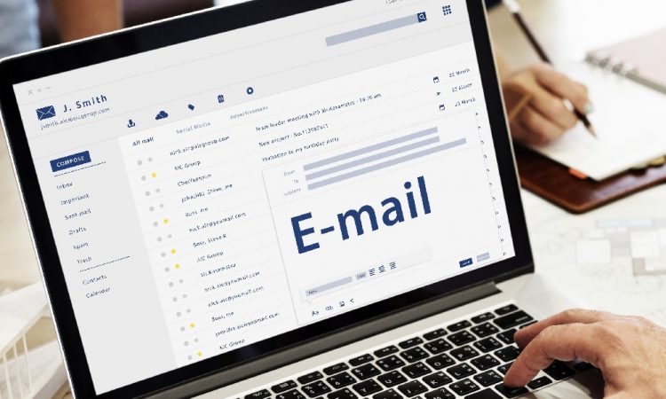 man preparing an email